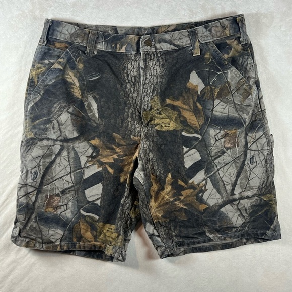 Vintage B191 CMO Carhartt RealTree 38W Carpenter Shorts Duck Canvas Camo VTG - Picture 3 of 15
